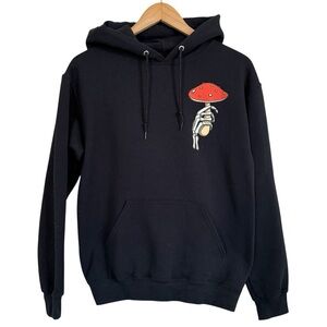 Bowery Supply Co Mushroom Skeleton Hoodie & Sweatshirt Mens S Black Long Sleeve